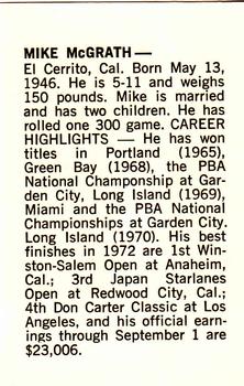1973 PBA Bowling #NNO Mike McGrath Back